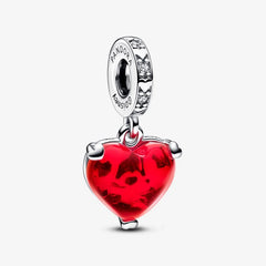 Disney Micky & Minnie Maus Kuss Rotes Murano-Glas Charm-Anhänger - 792522C01