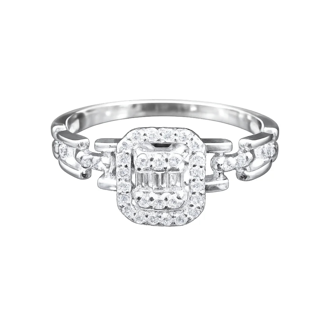 Eleganter Damenring aus 18 Karat Weissgold – mit 29 Diamanten veredelt - BYZ0005005