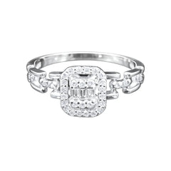 Eleganter Damenring aus 18 Karat Weissgold – mit 29 Diamanten veredelt - BYZ0005005