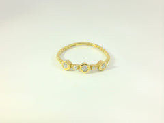 Bague élégante pour femme en or jaune 18 carats et diamants – taille 54 – YZ0003290 