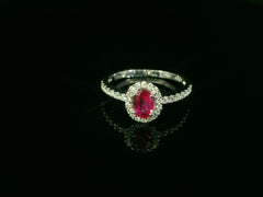 Bague élégante en or blanc avec rubis et diamants – Bijou 18 carats taille 55 - 18K-Rubin/EKC3/56/10.20 