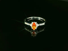 Bague élégante en or blanc avec saphir et diamants – Bijou 18 carats, taille 56 – BYZ0003254 