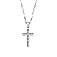 Elegantes Kreuz mit Diamant-Pavé aus 18K Weissgold - KL00134