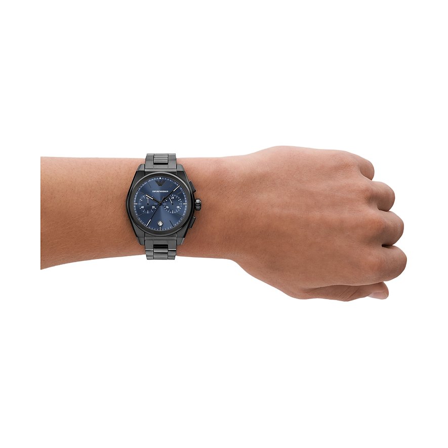 Emporio Armani Federico Chronograph Gunmetal / Blau Herrenuhr - AR11561