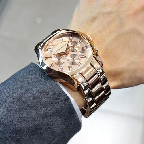 Emporio Armani Herrenuhr Chronograph in Roségold - AR0365