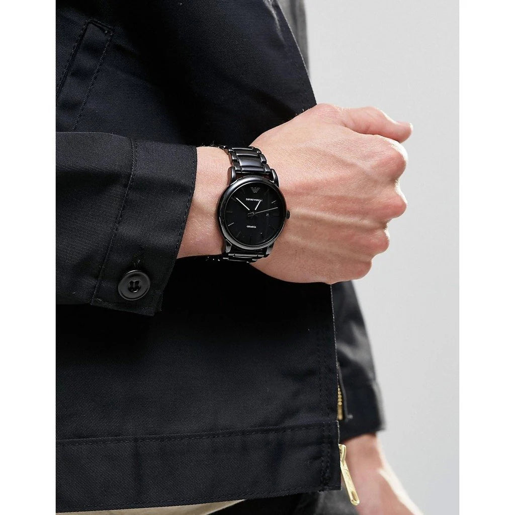  Emporio Armani Luigi Chronograph aus schwarzem Edelstahl Herrenuhr -  AR11045