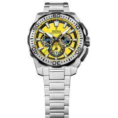 Festina Herrenuhr Swiss Made Chrono Bike - Gelb Stahl Armband - F20724/4