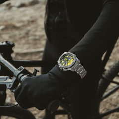 Festina Herrenuhr Swiss Made Chrono Bike - Gelb Stahl Armband - F20724/4