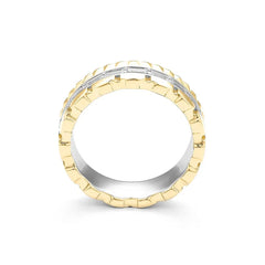 Facet Cnc Ring halbgefasster Memoirering in 18 Karat-750 Bicolor