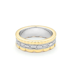 Facet Cnc Ring halbgefasster Memoirering in 18 Karat-750 Bicolor