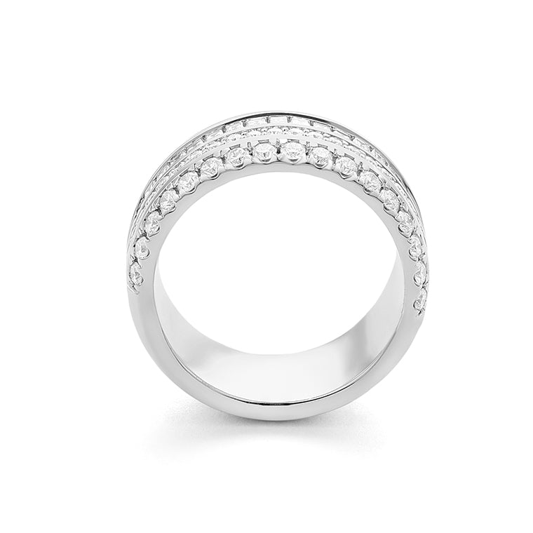 Facet Cnc Ring halbgefasster Memoirering in 750/18 K Bicolor mit 58 Diamanten