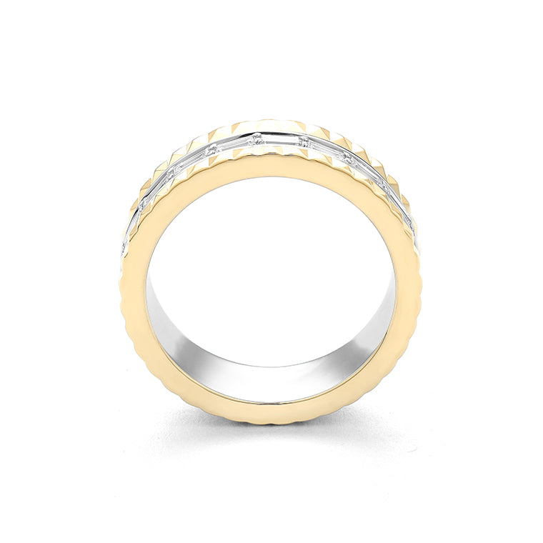 Facet Cnc Ring halbgefasster Memoirering in 750/18 Karat Bicolor