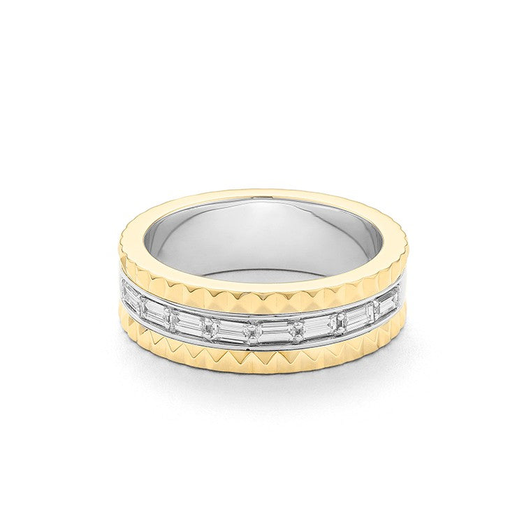 Facet Cnc Ring halbgefasster Memoirering in 750/18 Karat Bicolor