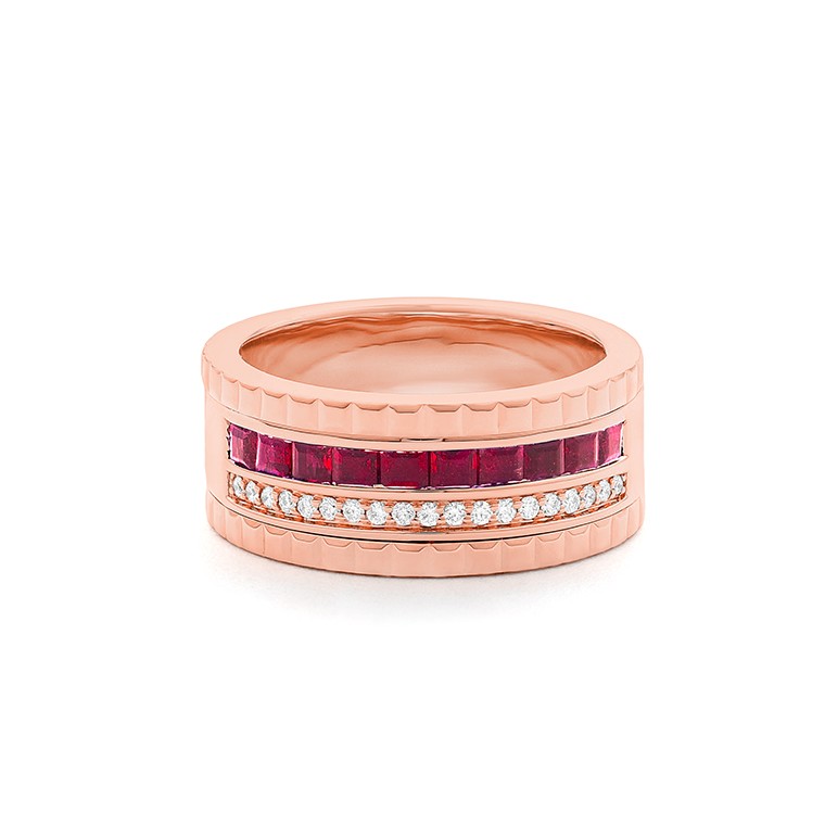 Facet Cnc Ring halbgefasster Memoirering in 750/18 Karat Roségold