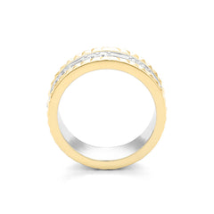 Facet Cnc Ring Memoirering in 18 Karat-750 Bicolor mit Diamant und Baguette