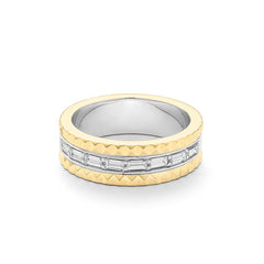 Facet Cnc Ring Memoirering in 750/18 Karat Bicolor Weiss- & Gelbgold