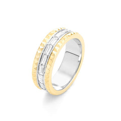 Facet Cnc Ring Memoirering in 750/18 Karat Bicolor Weiss- & Gelbgold