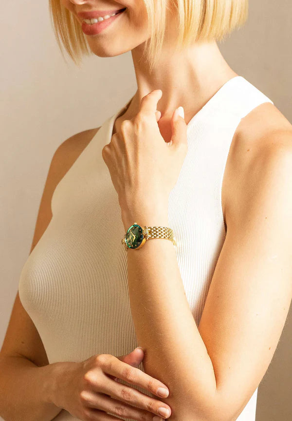 Facet Strass Schweizer Damenuhr - J5.497.S