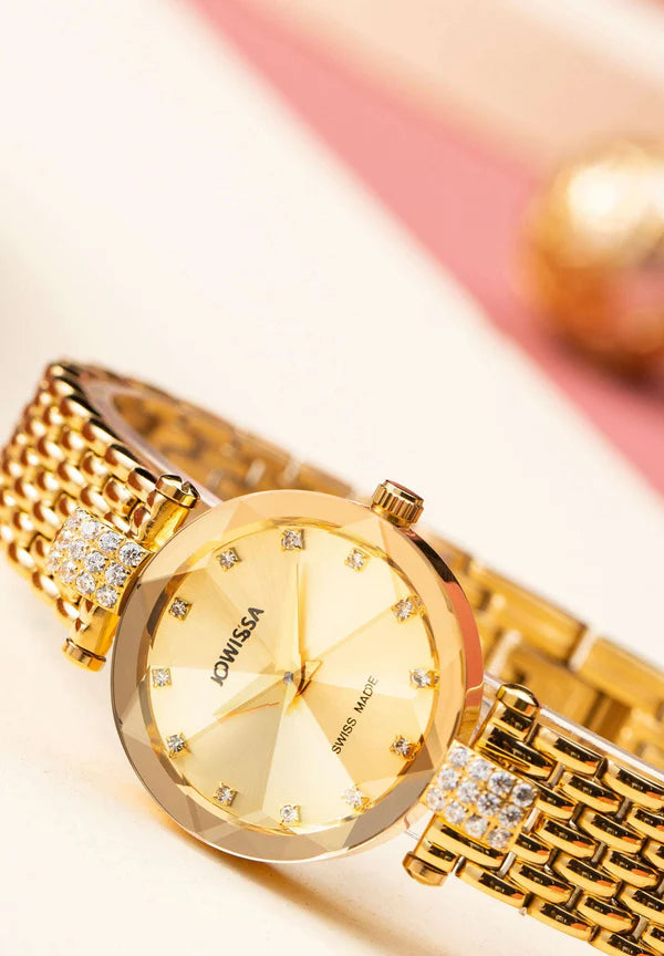 Facet Strass Schweizer Damenuhr - J5.629.S