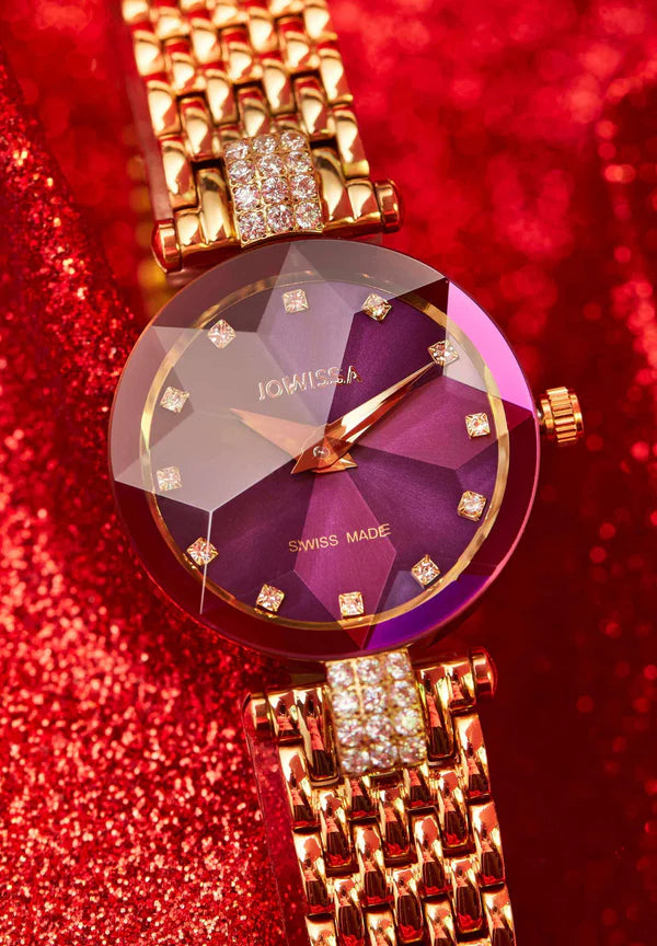 Facet Strass Schweizer Damenuhr - J5.631.S