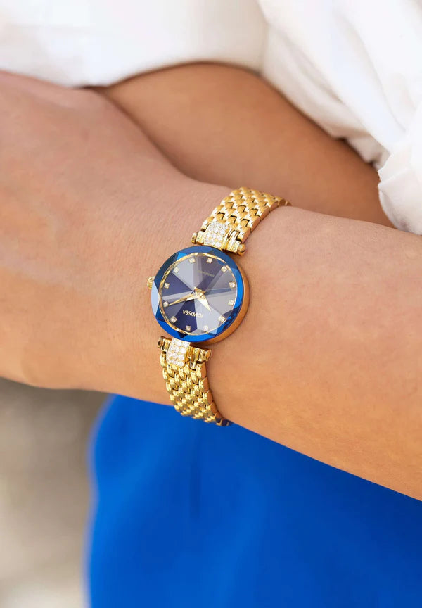 Facet Strass Schweizer Damenuhr - J5.632.S