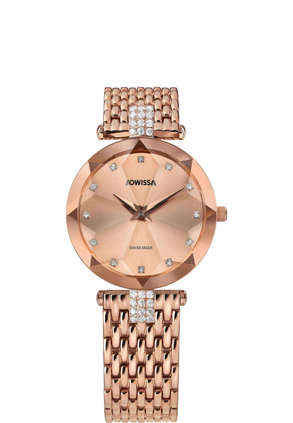 Facet Strass Schweizer Damenuhr - J5.773.M