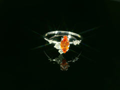 Bague fine en or blanc, diamant et topaze orange – Or 18 carats, taille 56 - YZ0003269 