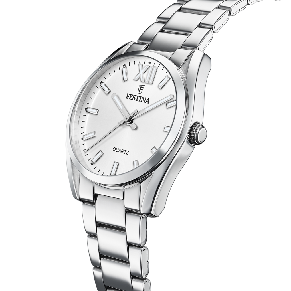 Festina Damenuhr Swiss Made Boyfriend Alegria - Weiss Edelstahl Armband - F20622/1