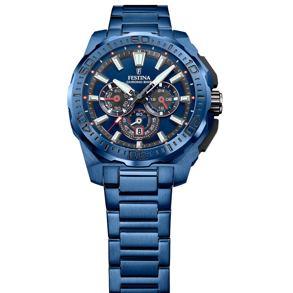 Festina Herrenuhr Swiss Made Chrono Bike - Blau Stahlarmband - F20729/1