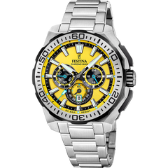Festina Herrenuhr Swiss Made Chrono Bike - Gelb Stahl Armband - F20724/4