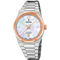 Festina Swiss Rivé Date Bicolour Damenuhr - Mother of Pearl - F20066/1