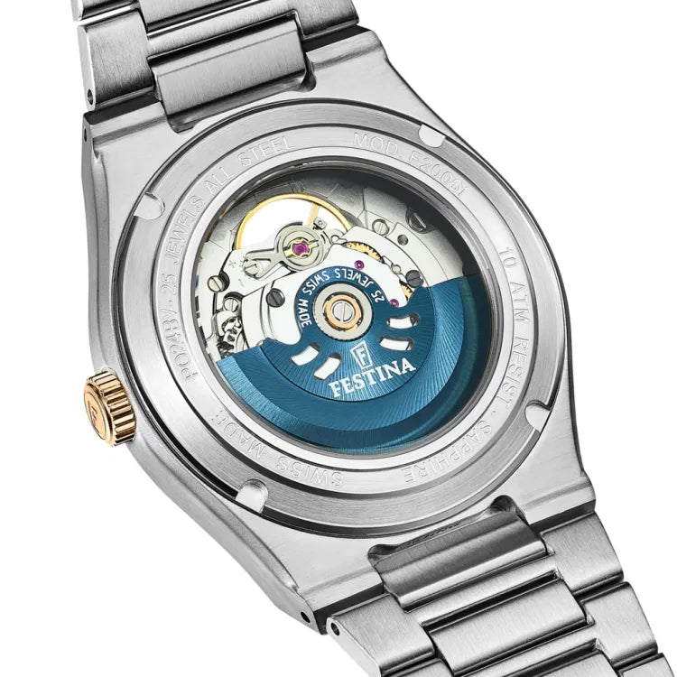 Festina Swiss Rivé Open Heart 40 Bicolor / Silber Herrenuhr - F20061/1