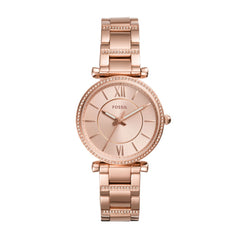Fossil CARLIE Damenuhr Rose Gold Edelstahl 35 mm Quarz 3-Zeiger - ES4301