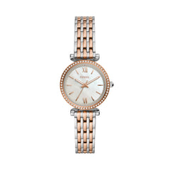 Fossil CARLIE Damenuhr Silber 2-Tone MOP 28 mm Quarz 3-Zeiger - ES4649