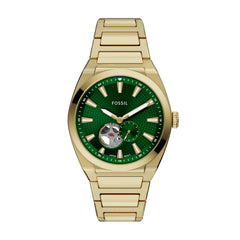 Fossil EVERETT Herrenuhr Automatik Gold Grün Edelstahl 42 mm - ME3276