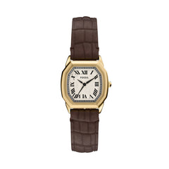 Fossil HARLOW Damenuhr Gold Creme Braun Leder 27 mm Quarz - ES5426