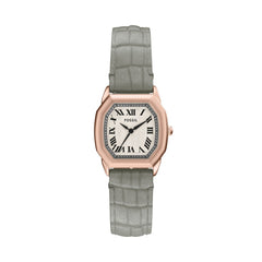 Fossil HARLOW Damenuhr Rose Gold Cream Grau Leder 27 mm Quarz 3-Zeiger -