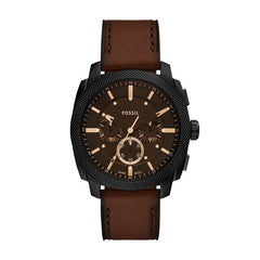 Fossil MACHINE Herrenuhr Schwarz Braun 44mm Leder Chronograph - FS6101