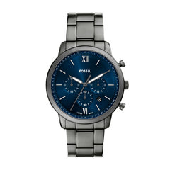 Fossil NEUTRA Herrenuhr Gunmetal Blau 44mm Chronograph Edelstahl - FS6111