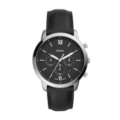 Fossil NEUTRA Herrenuhr Quarz Chronograph Silber Schwarz 44 mm Leder - FS5452