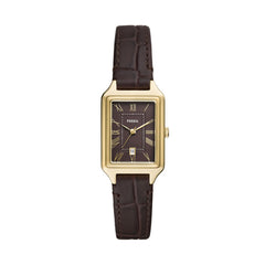 Fossil RAQUEL Damenuhr Rose Gold Grün Pro-Planet Leder 23 mm Quarz mit Datum - ES5366