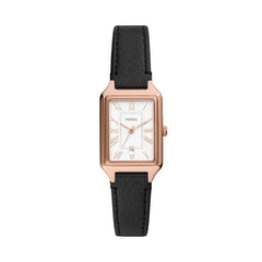 Fossil RAQUEL Damenuhr Rose Gold Weiss Schwarz Leder 23 mm Quarz mit Datum - ES5310