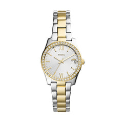 Fossil SCARLETTE Damenuhr Silber 2-Tone 32mm Edelstahl Quarz Datum - ES4319