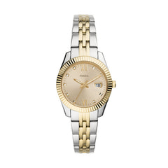 Fossil SCARLETTE Damenuhr Silber Gold 32mm 3-Zeiger Datum - ES4949