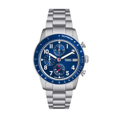 Fossil SPORT TOURER Herrenuhr Silber Blau Edelstahl 42 mm Quarz Chronograph - FS6047