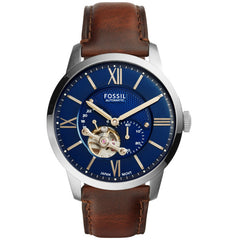 Fossil TOWNSMAN Herrenuhr Automatik Silber Braun 44mm Leder - ME3110