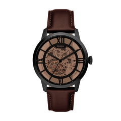 Fossil TOWNSMAN Herrenuhr Automatik Skeleton Schwarz Braun 44mm - ME3098