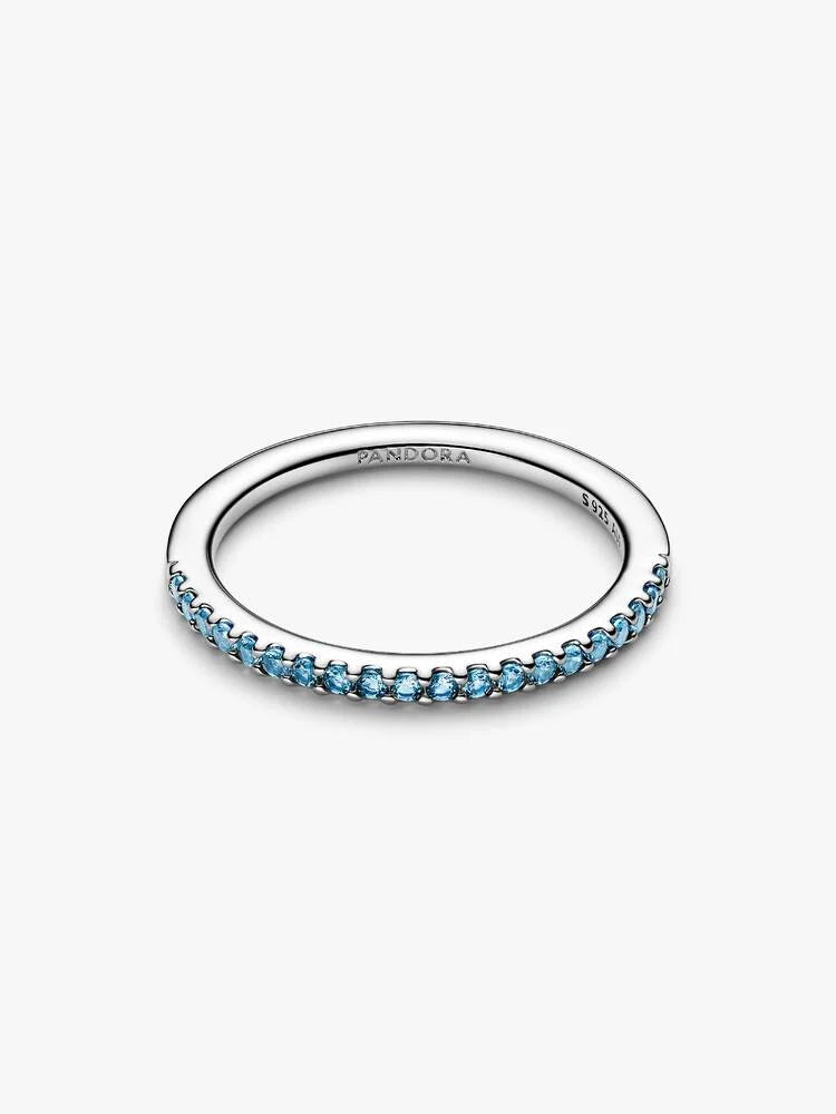Funkelnder Aquamarinblauer Halb-Ewigkeits-Bandring Sterling-Silber - 192999C03-52