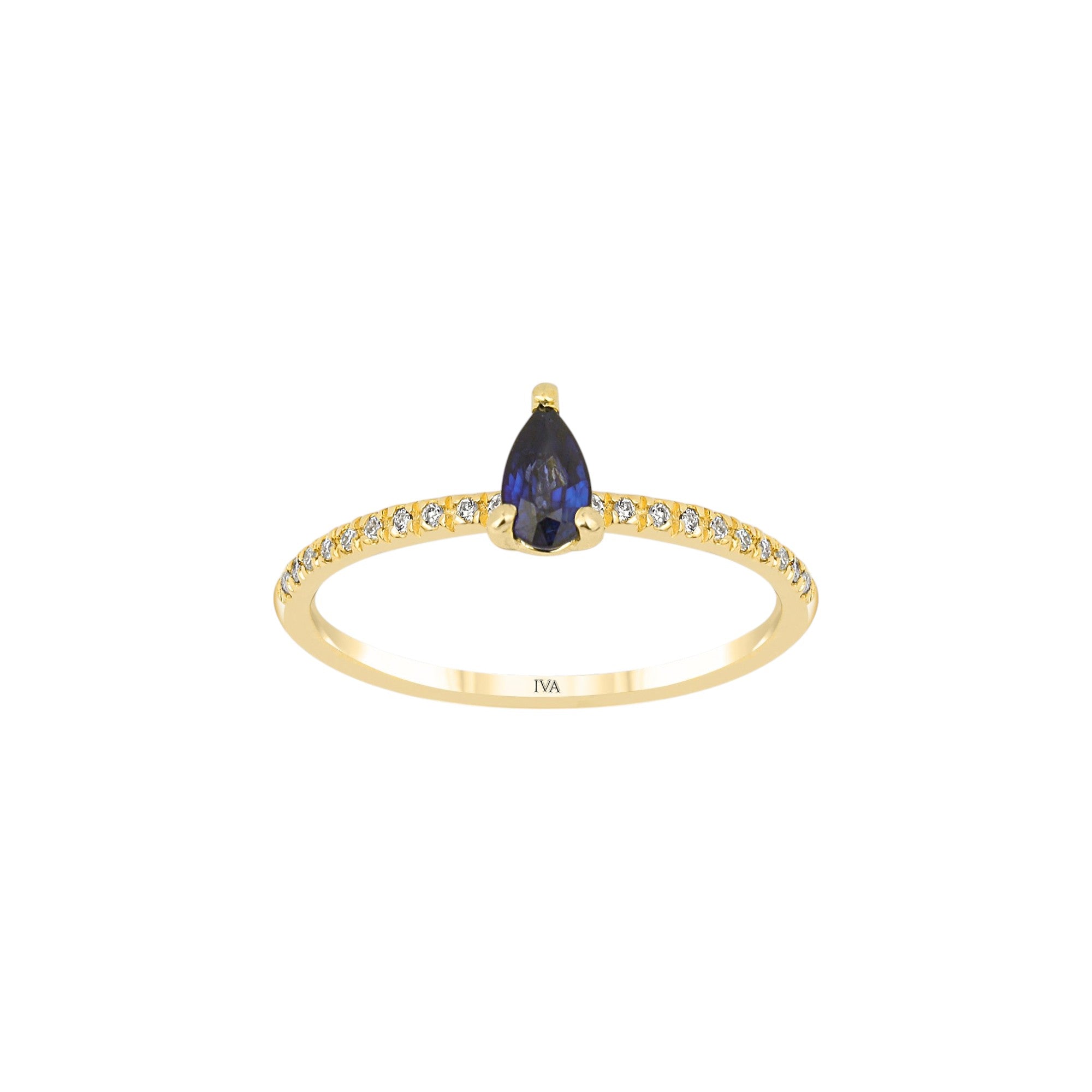 Gelbgold&nbsp;Diamantring mit Saphir 0.32 ct in 585 oder 750 Gold