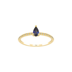 Gelbgold&nbsp;Diamantring mit Saphir 0.32 ct in 585 oder 750 Gold